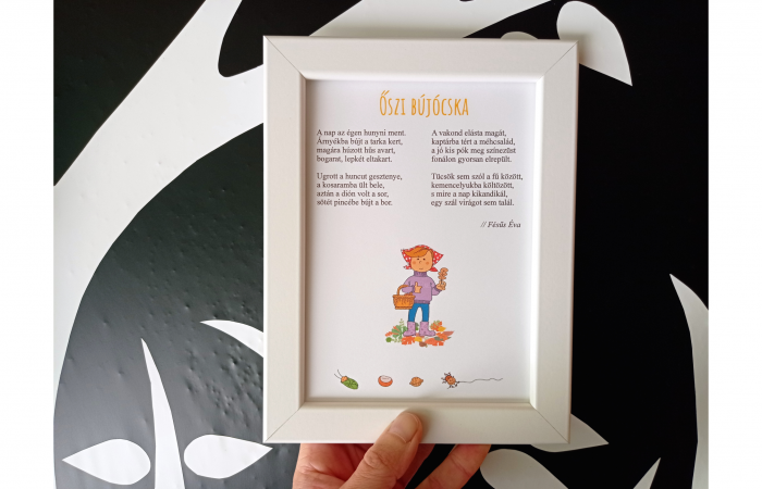 Fésűs Éva: Őszi bújócska - vers keretben, fehér