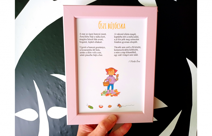 Fésűs Éva: Őszi bújócska - vers keretben, rózsaszín