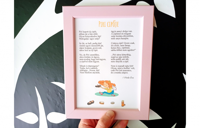 Fésűs Éva: Piri cipője - vers keretben, rózsaszín